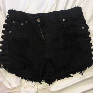 LF size 27 Black jean slit shorts